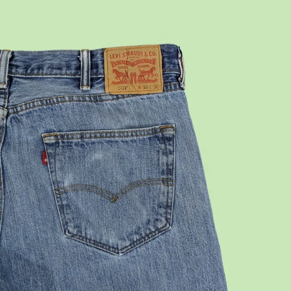LEVIS 501 Jeans‎ Mens 38x30 Button Fly Blue Denim Pants